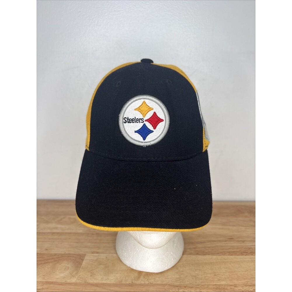 Vintage Pittsburgh Steelers Reebok Youth Adjustable Hat Black Gold Logo NFL Cap